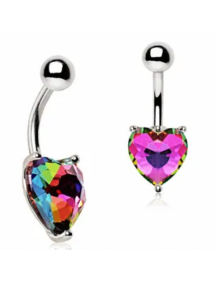 Piercing nombril coeur vitrail multicolore