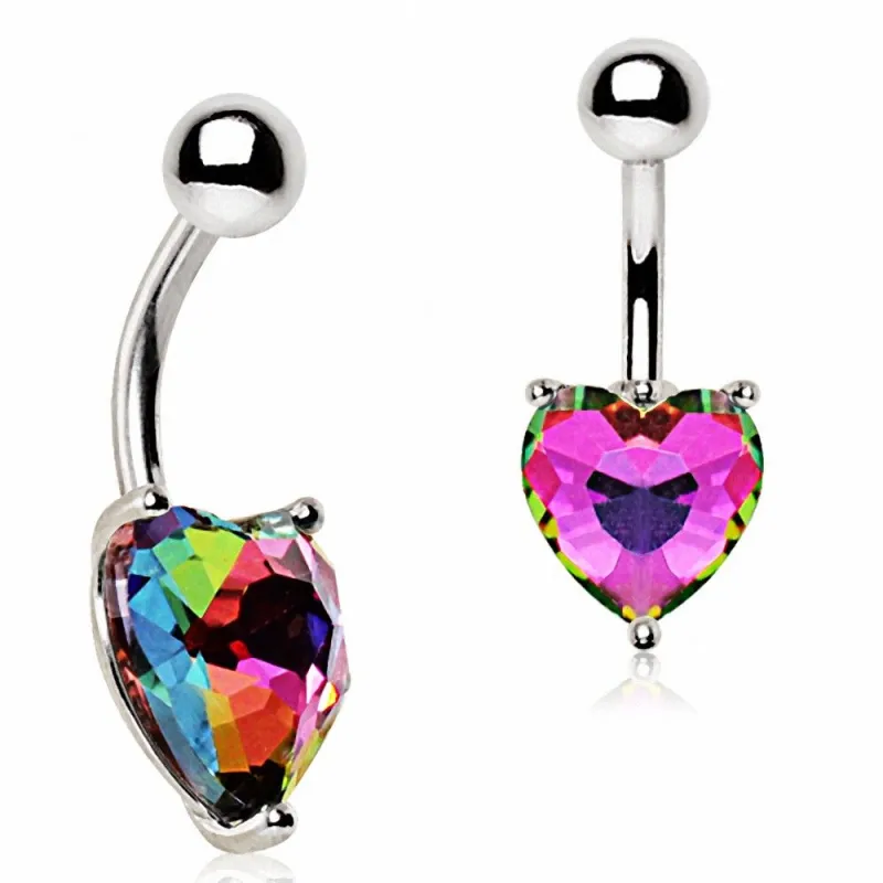 Piercing nombril coeur vitrail multicolore