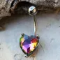 Piercing nombril coeur vitrail multicolore