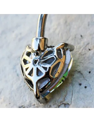 Piercing nombril coeur vitrail multicolore