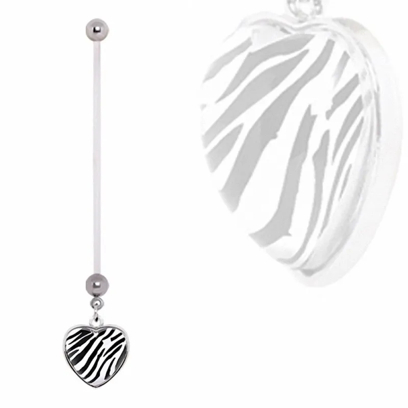 Piercing nombril de grossesse coeur zébré