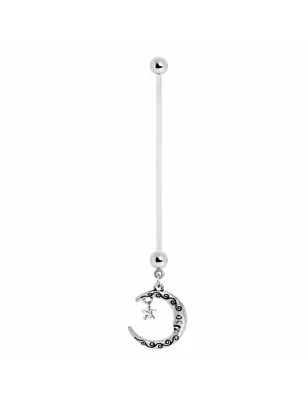 Piercing nombril de grossesse lune et gemme étoile