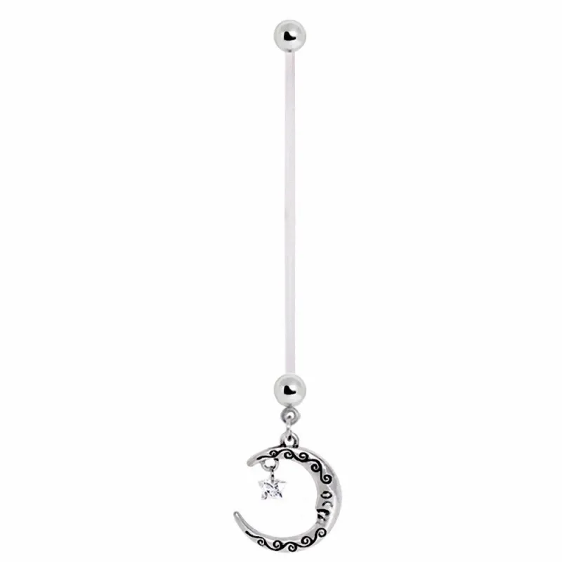Piercing nombril de grossesse lune et gemme étoile