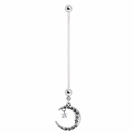 Piercing nombril de grossesse lune et gemme étoile