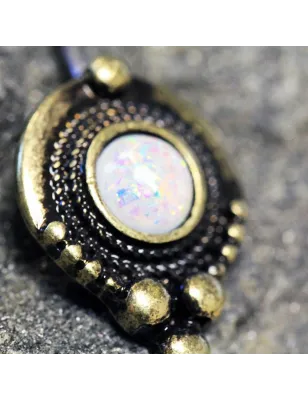 Piercing nombril doré médiévale opale