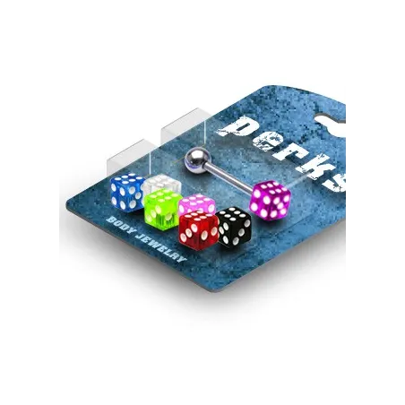 Pack Piercing Langue Acier et Dés Acrylique - Bijou Piercing Langue