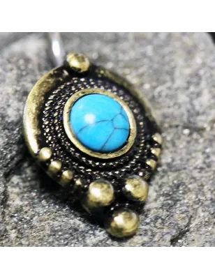 Piercing nombril doré médiévale turquoise
