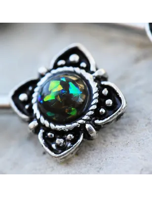 Piercing téton fleurs mystiques opales