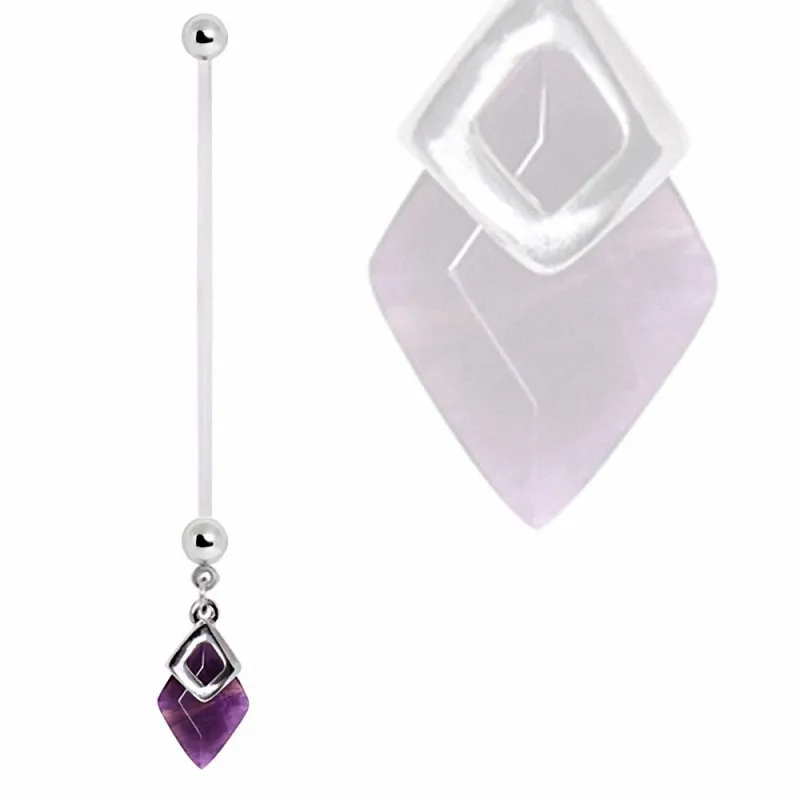 Piercing nombril de grossesse gemme améthyste