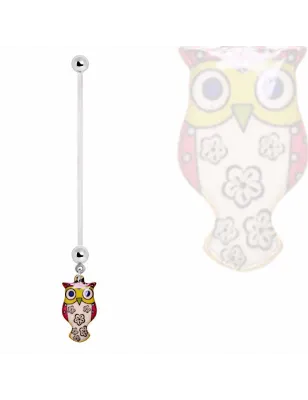 Piercing nombril de grossesse hibou fleuri
