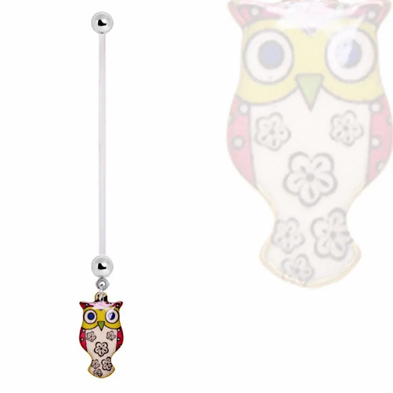 Piercing nombril de grossesse hibou fleuri