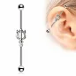Piercing oreille industriel trident de poséidon gemme