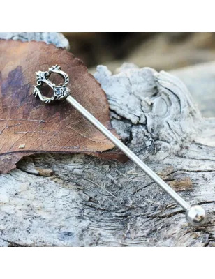 Piercing oreille industriel trident de poséidon antique