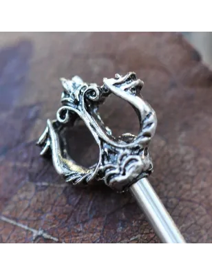 Piercing oreille industriel trident de poséidon antique