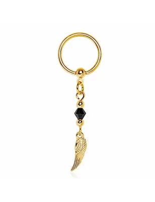 Piercing téton plaqué or anneau captif aile d'ange