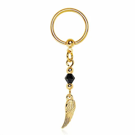 Piercing téton plaqué or anneau captif aile d'ange