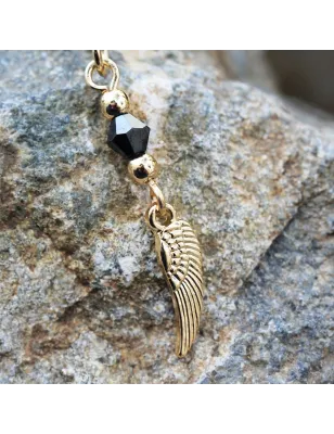 Piercing téton plaqué or anneau captif aile d'ange