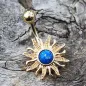 Piercing nombril plaqué or soleil flammes opale bleue