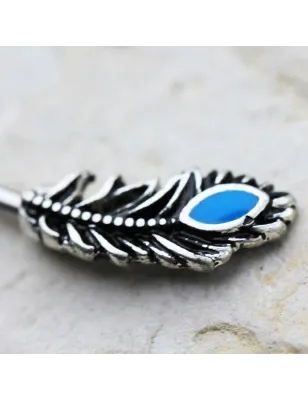 Piercing téton flèche et plume turquoise