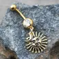 Piercing nombril plaqué or soleil et lune