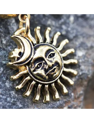Piercing nombril plaqué or soleil et lune