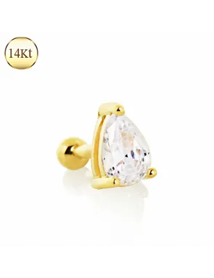 Piercing cartilage oreille en or 14 carats gemme larme