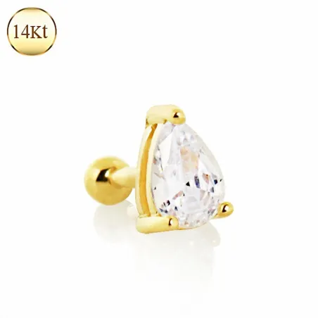 Piercing cartilage oreille en or 14 carats gemme larme