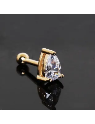 Piercing cartilage oreille en or 14 carats gemme larme