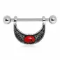 Piercing téton croissant de lune turquoise rouge