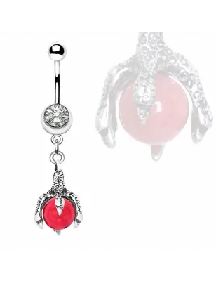 Piercing nombril griffe de dragon et orbe