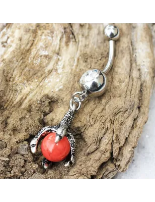 Piercing nombril griffe de dragon et orbe