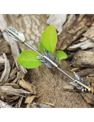 Piercing oreille industriel trois plumes