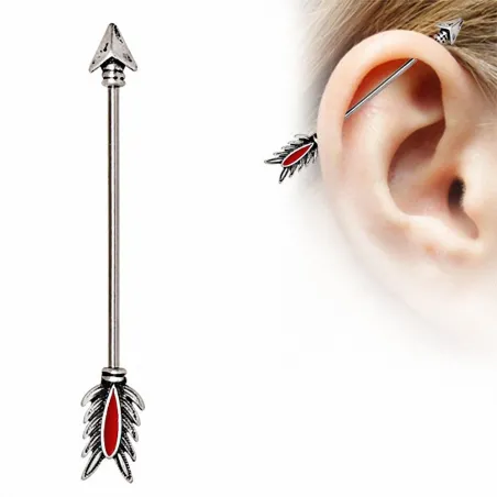 Piercing oreille industriel flèche tribale