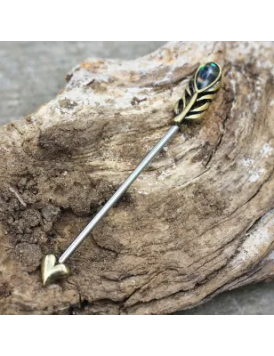 Piercing industriel flèche de cupidon plaqué or