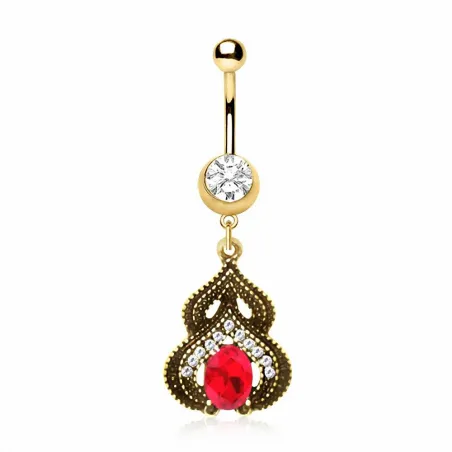 Piercing nombril plaqué or arabesque