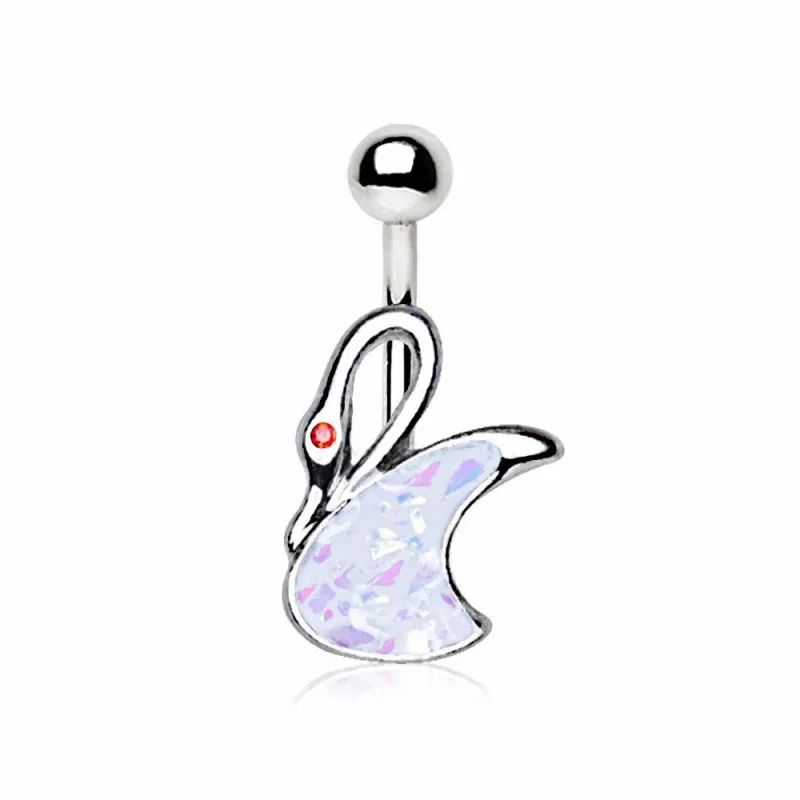 Piercing nombril cygne opale blanche Piercing nombril cygne opale blanche