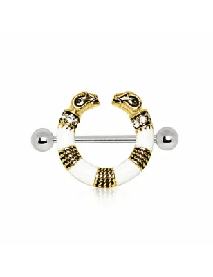 Piercing téton bouclier bélier égyptien