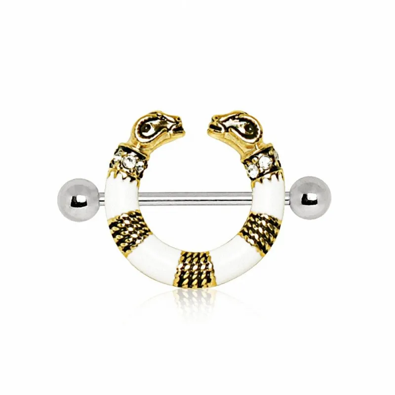 Piercing téton bouclier bélier égyptien