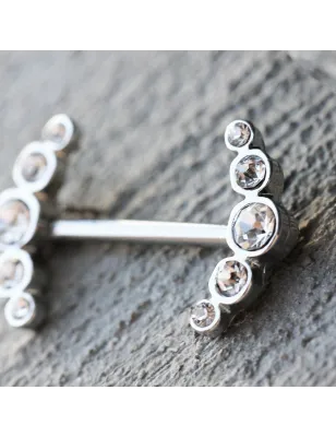 Piercing téton bouclier multiples gemmes