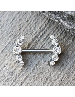 Piercing téton bouclier multiples gemmes