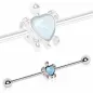 Piercing oreille industriel tortue coeur opale
