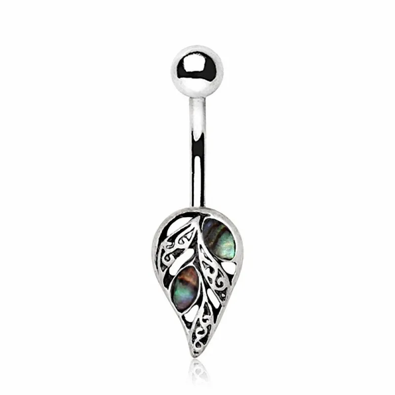 Piercing nombril feuille nacre abalone