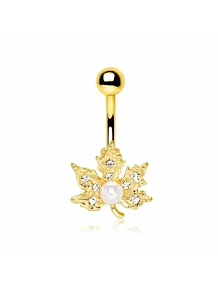 Piercing nombril plaqué or feuille d'érable