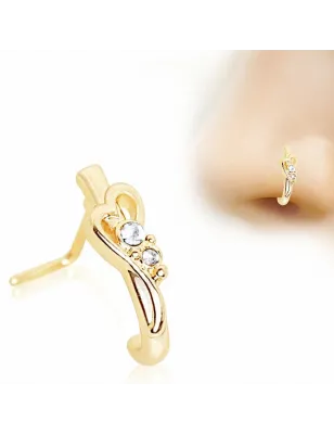 Piercing nez demi-cercle coeur gemmes