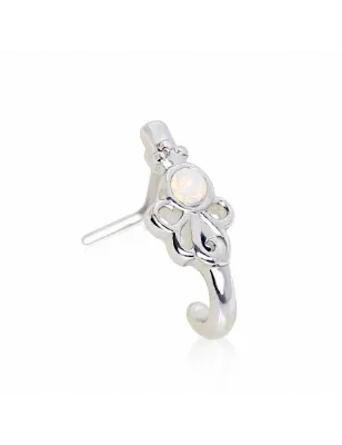 Piercing nez demi-cercle noeud et opale blanche