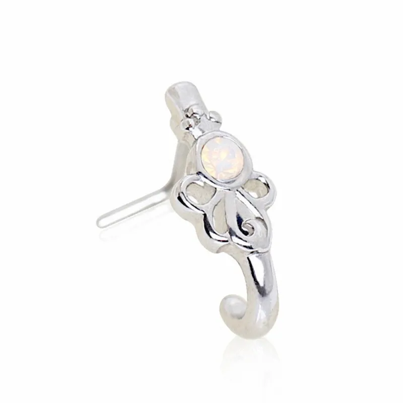 Piercing nez demi-cercle noeud et opale blanche