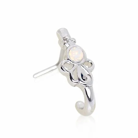 Piercing nez demi-cercle noeud et opale blanche