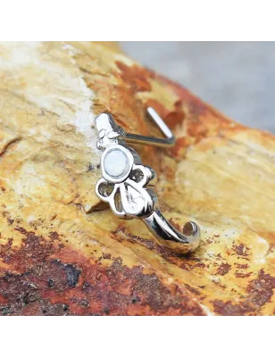Piercing nez demi-cercle noeud et opale blanche