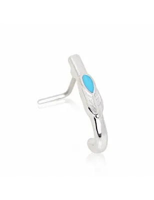 Piercing nez demi-cercle plume turquoise