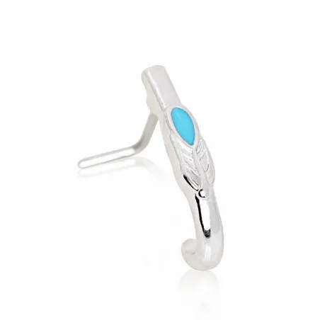 Piercing nez demi-cercle plume turquoise